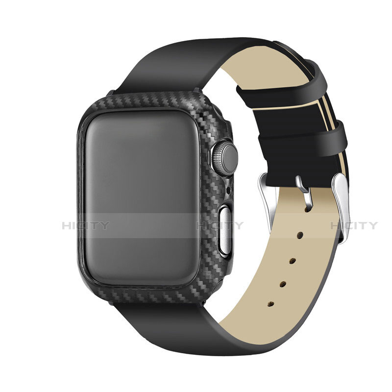 Funda Lujo Fibra de Carbon Carcasa Twill para Apple iWatch 5 40mm Negro