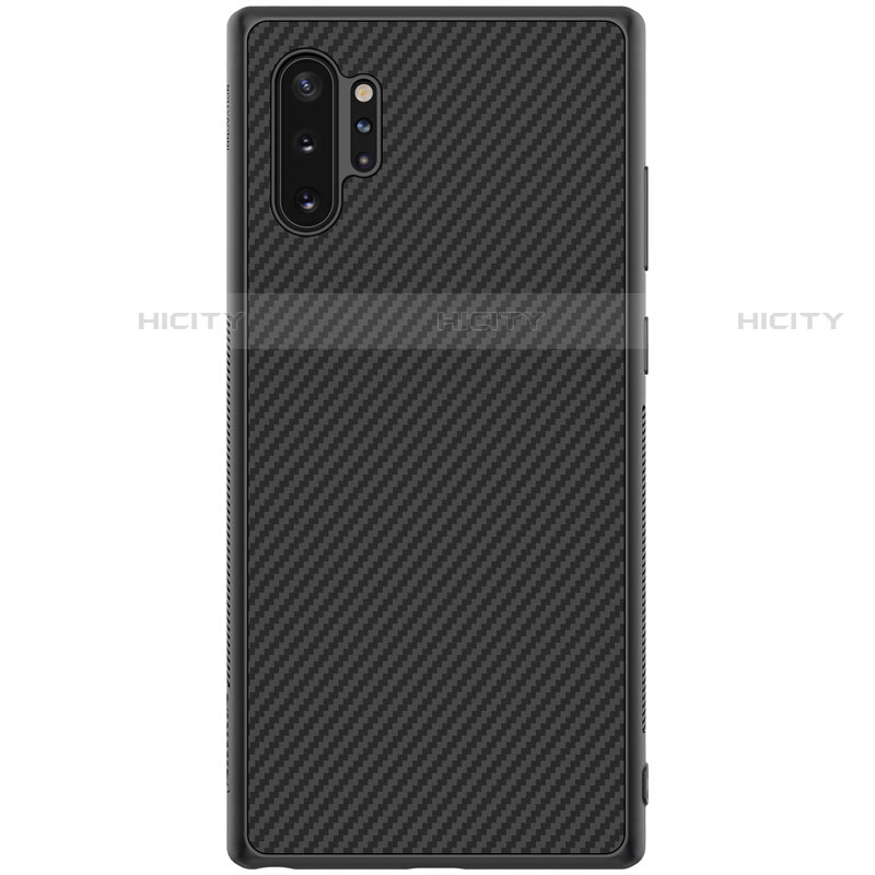 Funda Lujo Fibra de Carbon Carcasa Twill para Samsung Galaxy Note 10 Plus Negro