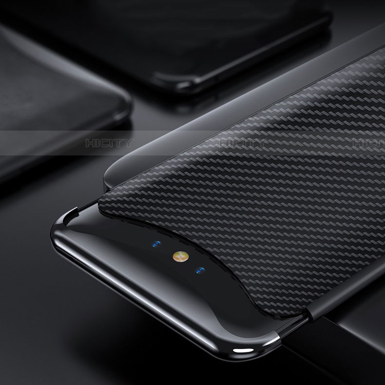 Funda Lujo Fibra de Carbon Carcasa Twill T01 para Oppo Find X Negro