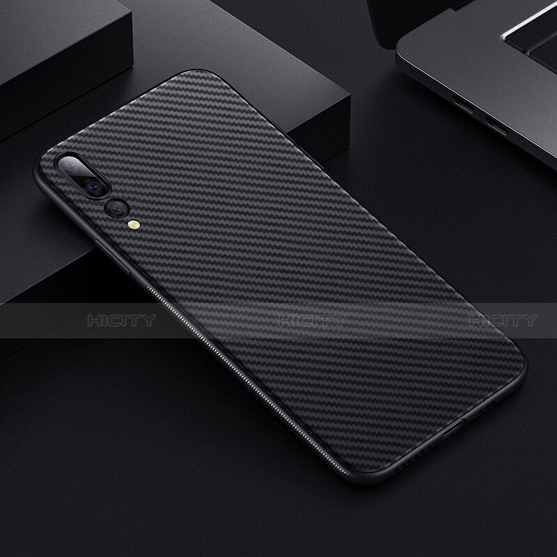 Funda Lujo Fibra de Carbon Carcasa Twill T02 para Huawei P20 Pro Negro