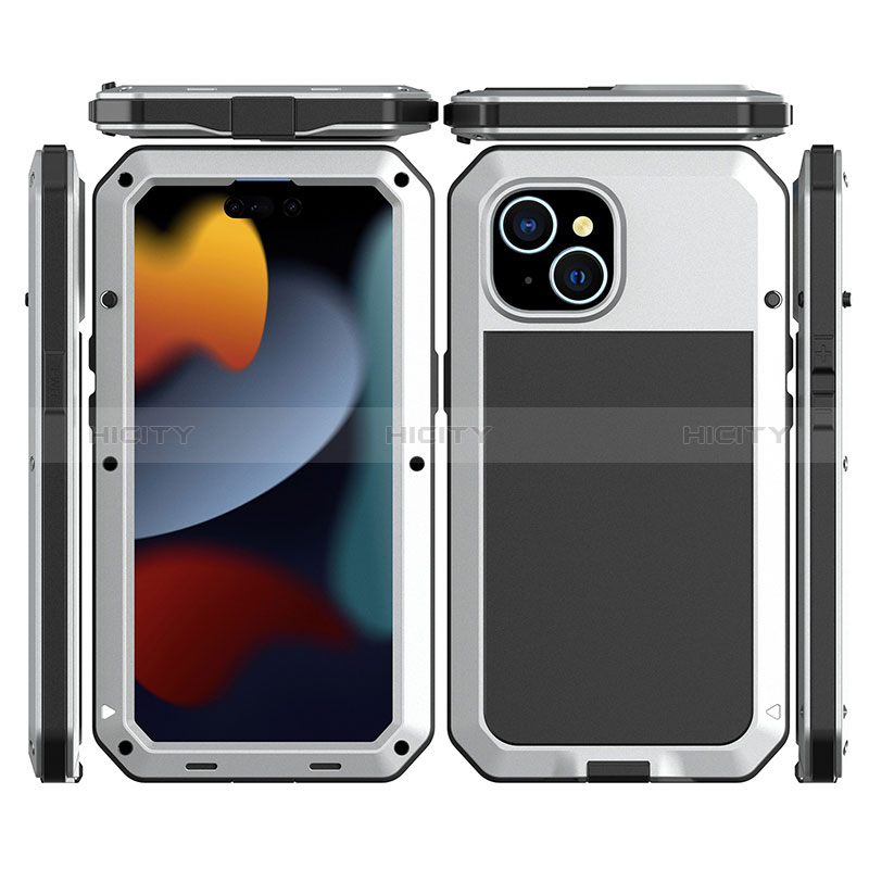 Funda Lujo Marco de Aluminio Carcasa 360 Grados HJ1 para Apple iPhone 13