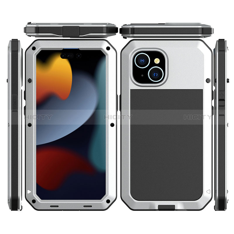 Funda Lujo Marco de Aluminio Carcasa 360 Grados HJ1 para Apple iPhone 14 Plus