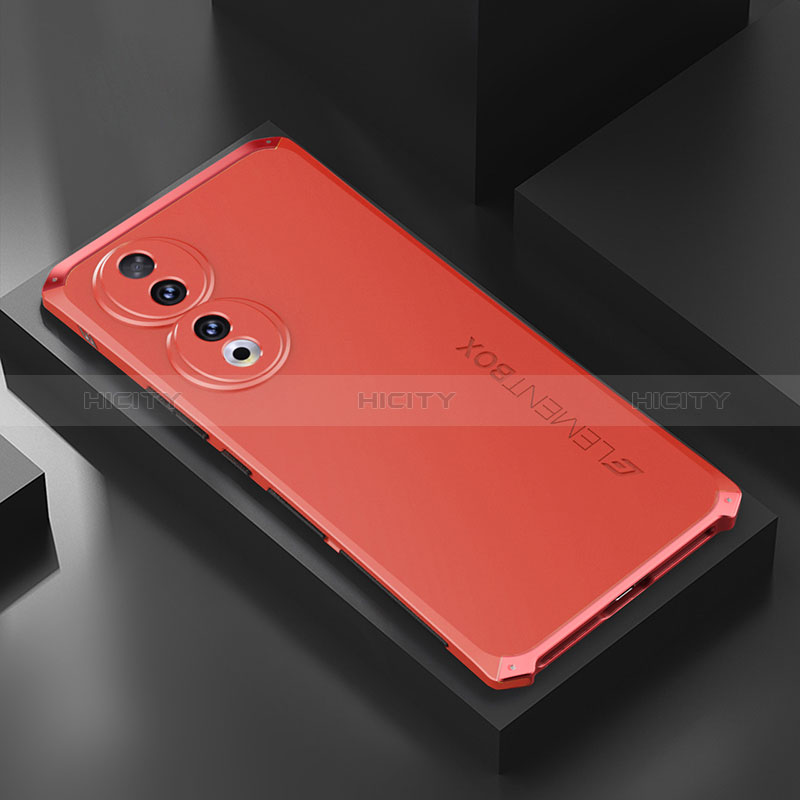Funda Lujo Marco de Aluminio Carcasa 360 Grados P01 para Huawei Honor 90 Pro 5G Rojo
