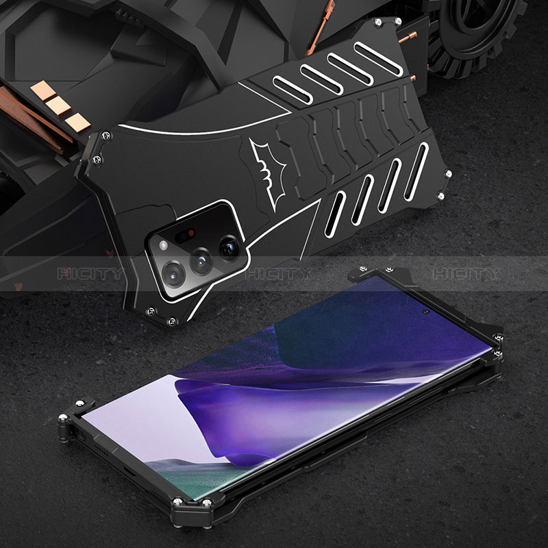 Funda Lujo Marco de Aluminio Carcasa 360 Grados P01 para Samsung Galaxy Note 20 5G Negro