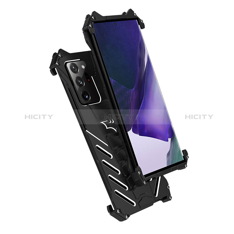 Funda Lujo Marco de Aluminio Carcasa 360 Grados P01 para Samsung Galaxy Note 20 Ultra 5G Negro