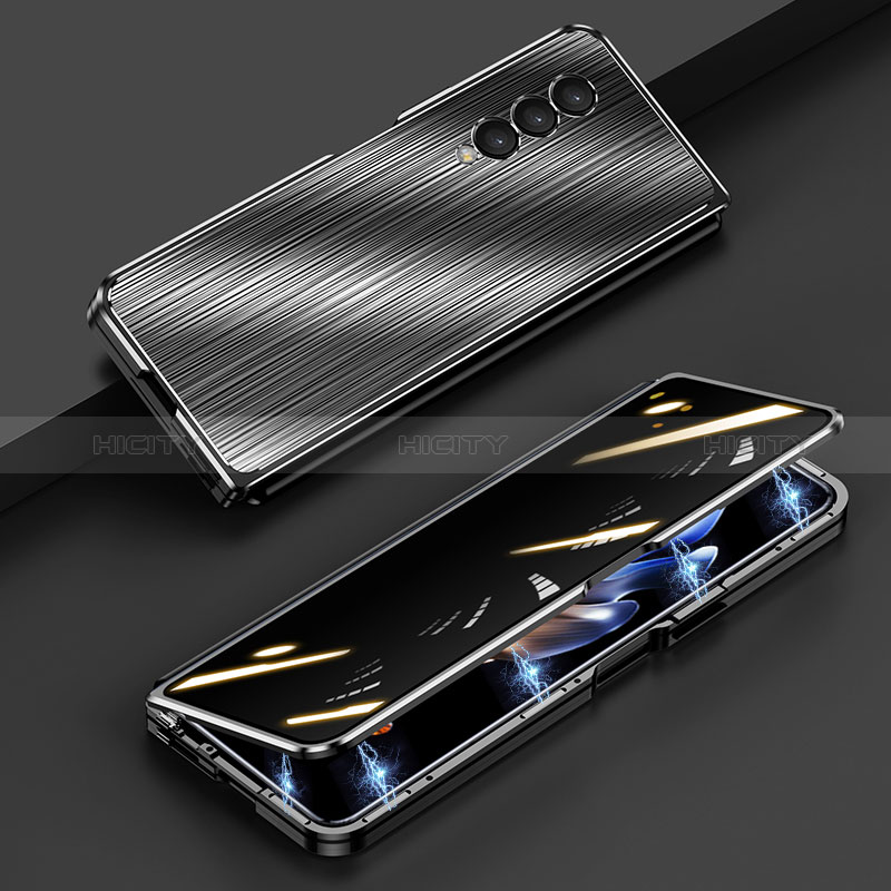 Funda Lujo Marco de Aluminio Carcasa 360 Grados P01 para Samsung Galaxy Z Fold3 5G Negro