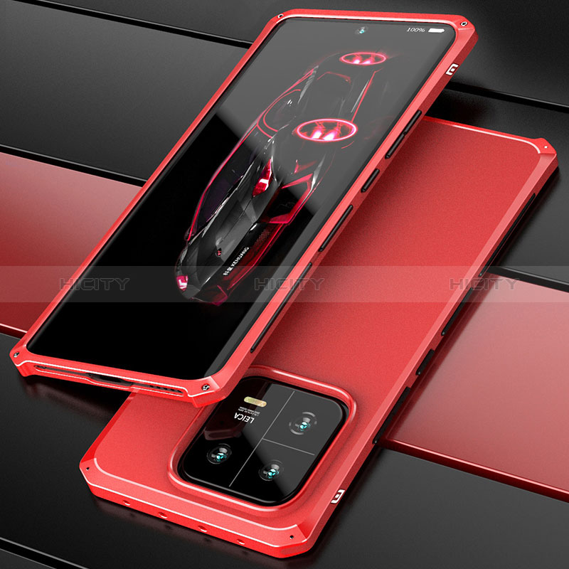 Funda Lujo Marco de Aluminio Carcasa 360 Grados P01 para Xiaomi Mi 13 Pro 5G Rojo