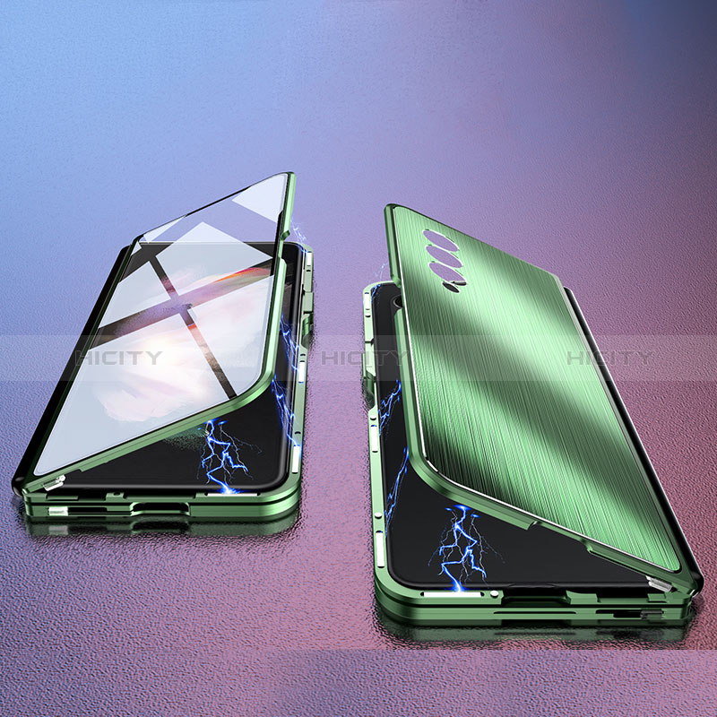 Funda Lujo Marco de Aluminio Carcasa 360 Grados P02 para Samsung Galaxy Z Fold3 5G Verde