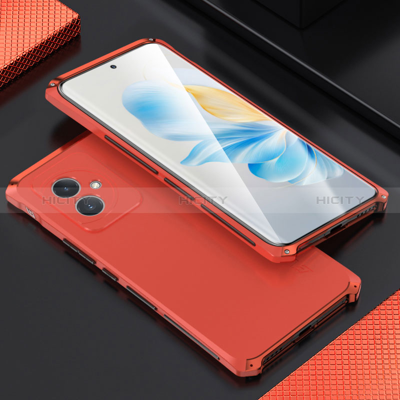 Funda Lujo Marco de Aluminio Carcasa 360 Grados para Huawei Honor 100 5G Rojo