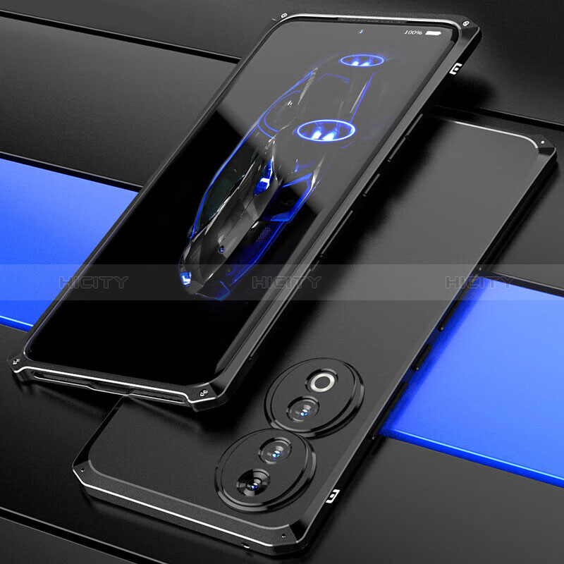 Funda Lujo Marco de Aluminio Carcasa 360 Grados para Huawei Honor 90 5G  Azul y Negro