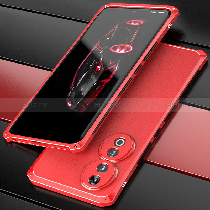 Funda Lujo Marco de Aluminio Carcasa 360 Grados para Huawei Honor 90 5G Rojo