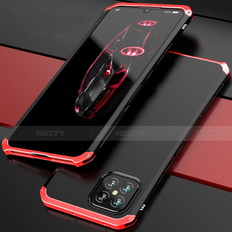 Funda Lujo Marco de Aluminio Carcasa 360 Grados para Huawei Nova 8 SE 5G Rojo y Negro