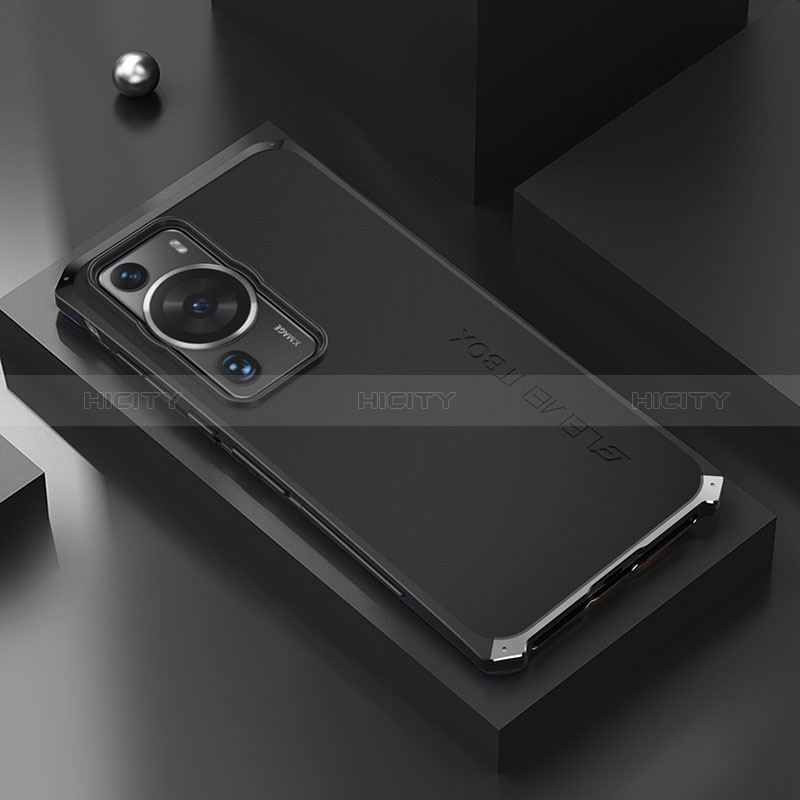 Funda Lujo Marco de Aluminio Carcasa 360 Grados para Huawei P60 Negro