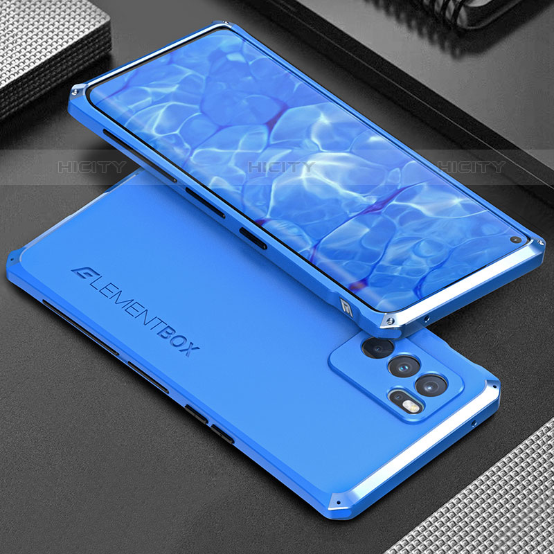 Funda Lujo Marco de Aluminio Carcasa 360 Grados para Oppo Reno6 Pro 5G India