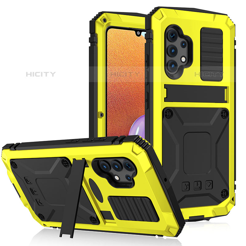 Funda Lujo Marco de Aluminio Carcasa 360 Grados para Samsung Galaxy M32 5G Amarillo