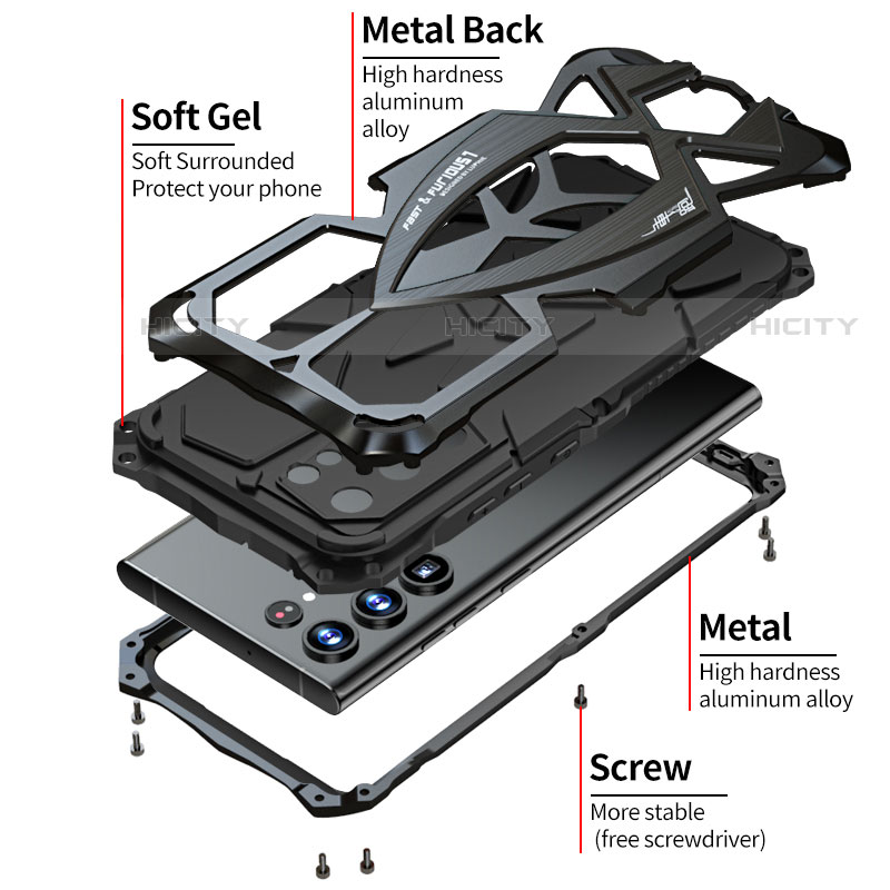 Funda Lujo Marco de Aluminio Carcasa 360 Grados para Samsung Galaxy S21 Ultra 5G