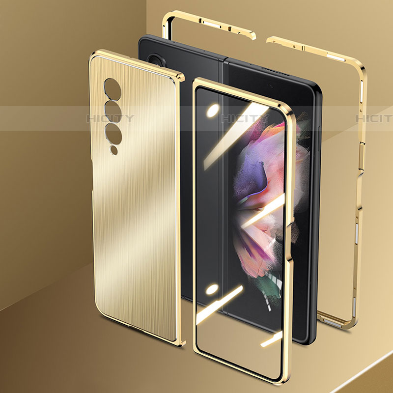 Funda Lujo Marco de Aluminio Carcasa 360 Grados para Samsung Galaxy Z Fold4 5G Oro