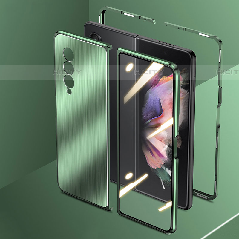 Funda Lujo Marco de Aluminio Carcasa 360 Grados para Samsung Galaxy Z Fold4 5G Verde