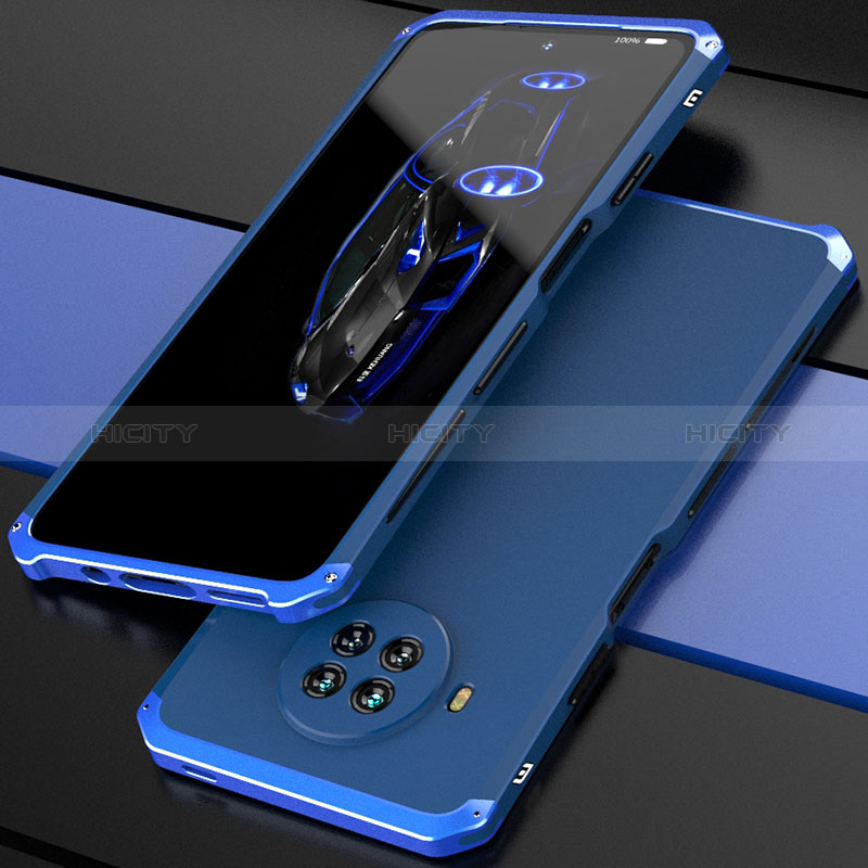 Funda Lujo Marco de Aluminio Carcasa 360 Grados para Xiaomi Mi 10i 5G Azul