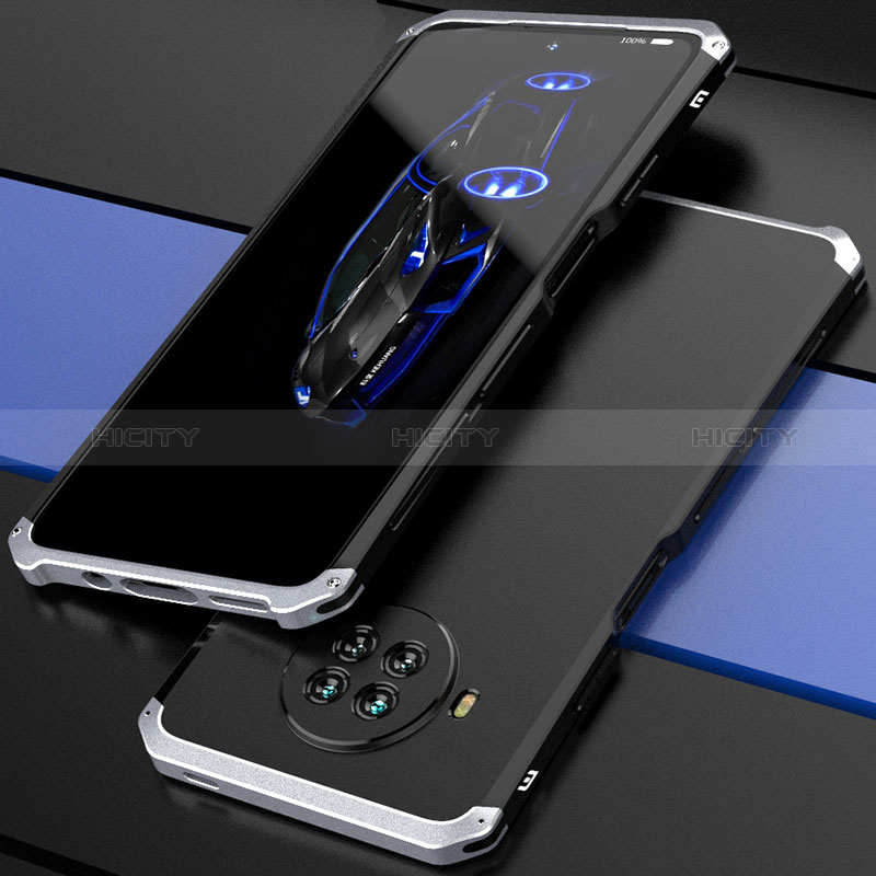 Funda Lujo Marco de Aluminio Carcasa 360 Grados para Xiaomi Mi 10T Lite 5G Plata y Negro