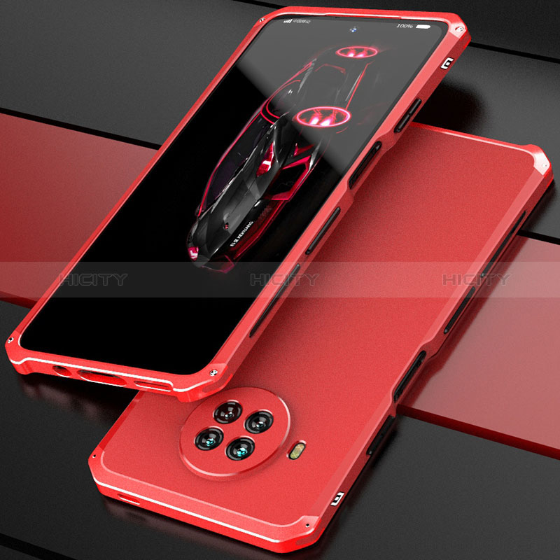 Funda Lujo Marco de Aluminio Carcasa 360 Grados para Xiaomi Mi 10T Lite 5G Rojo