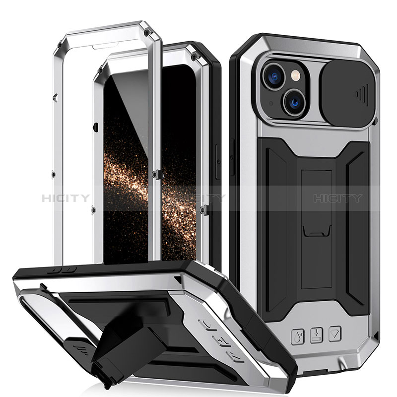Funda Lujo Marco de Aluminio Carcasa 360 Grados RJ2 para Apple iPhone 15 Plus