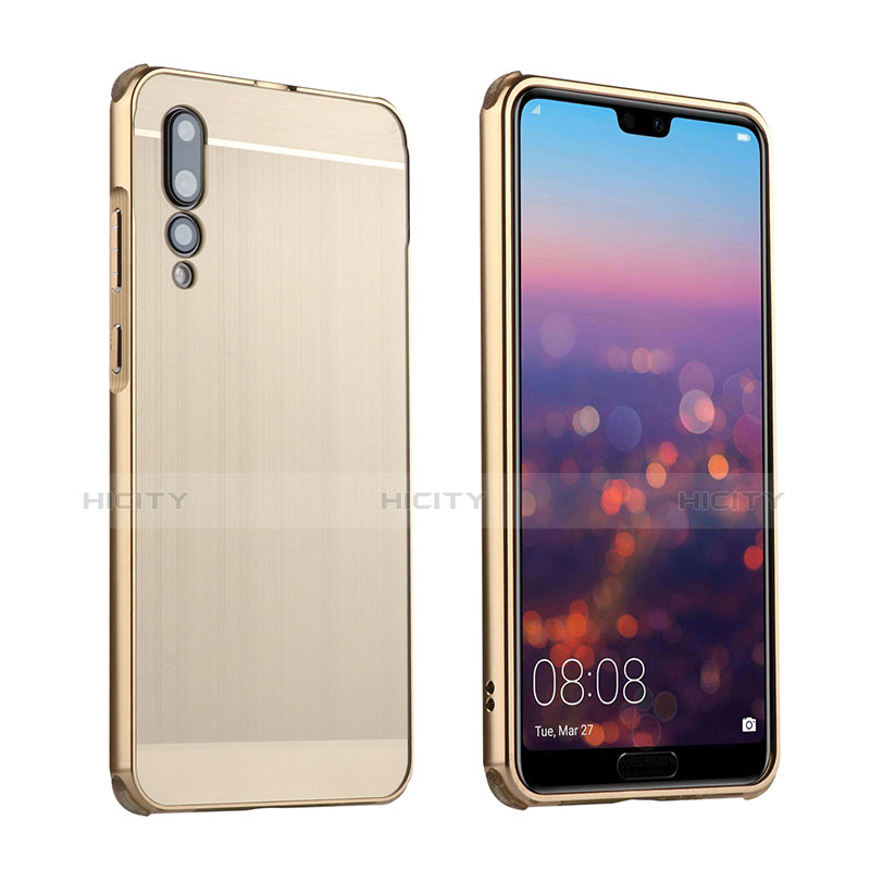 Funda Lujo Marco de Aluminio Carcasa A01 para Huawei P20 Pro Oro