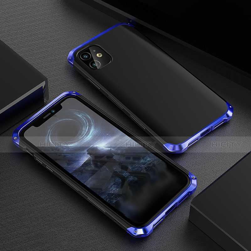 Funda Lujo Marco de Aluminio Carcasa M01 para Apple iPhone 11 Azul