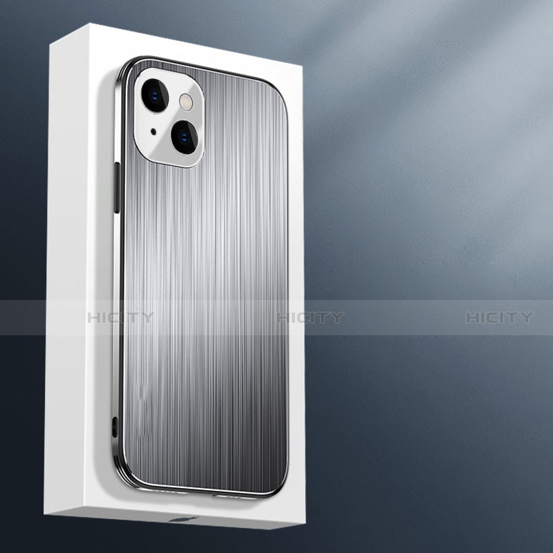 Funda Lujo Marco de Aluminio Carcasa M01 para Apple iPhone 13 Mini Plata