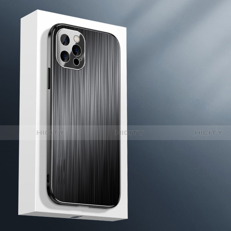 Funda Lujo Marco de Aluminio Carcasa M01 para Apple iPhone 13 Pro Max Negro