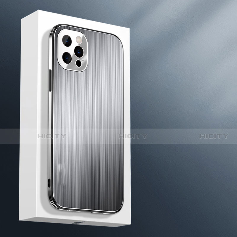 Funda Lujo Marco de Aluminio Carcasa M01 para Apple iPhone 13 Pro Plata