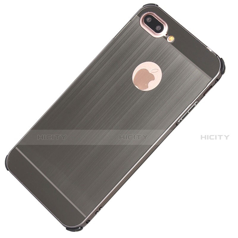 Funda Lujo Marco de Aluminio Carcasa M01 para Apple iPhone 8 Plus Gris Oscuro