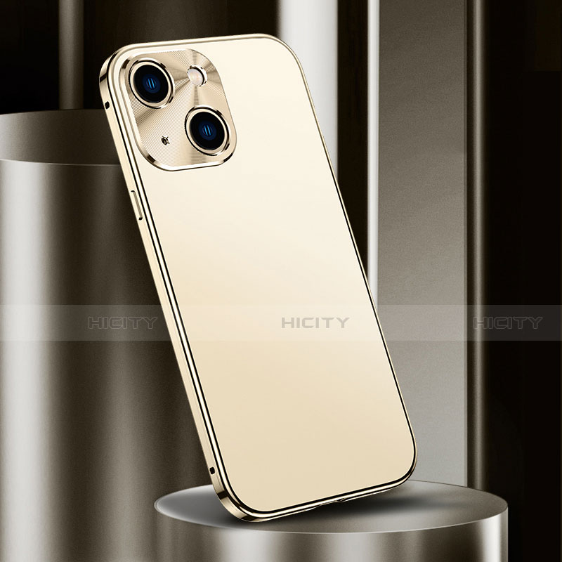 Funda Lujo Marco de Aluminio Carcasa M02 para Apple iPhone 14 Plus Oro