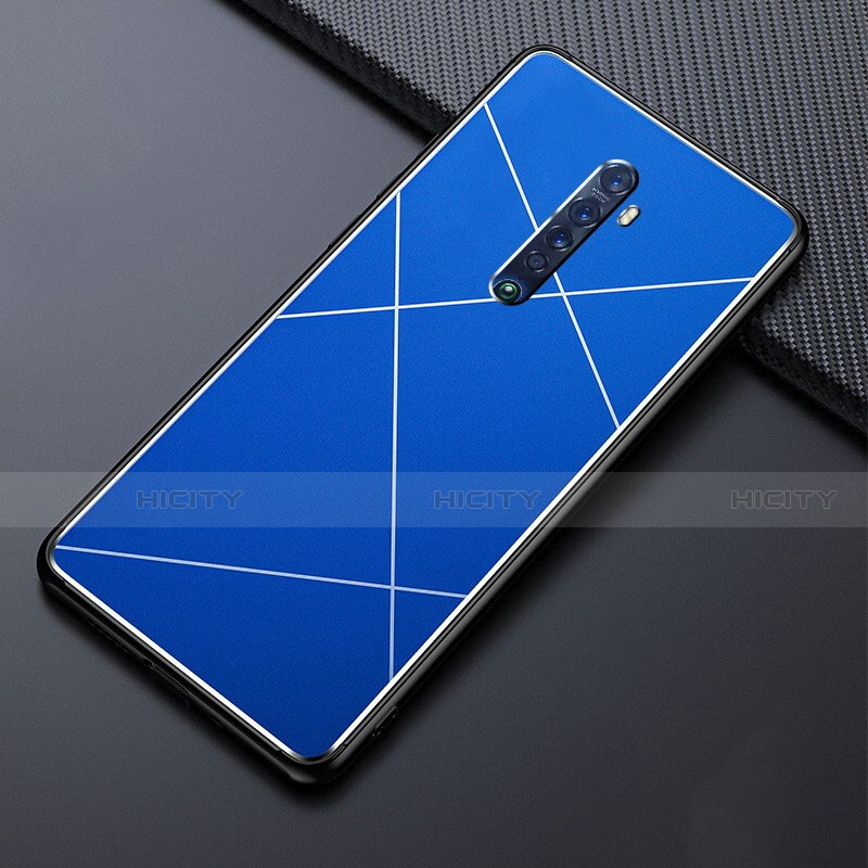 Funda Lujo Marco de Aluminio Carcasa M02 para Oppo Reno2 Azul