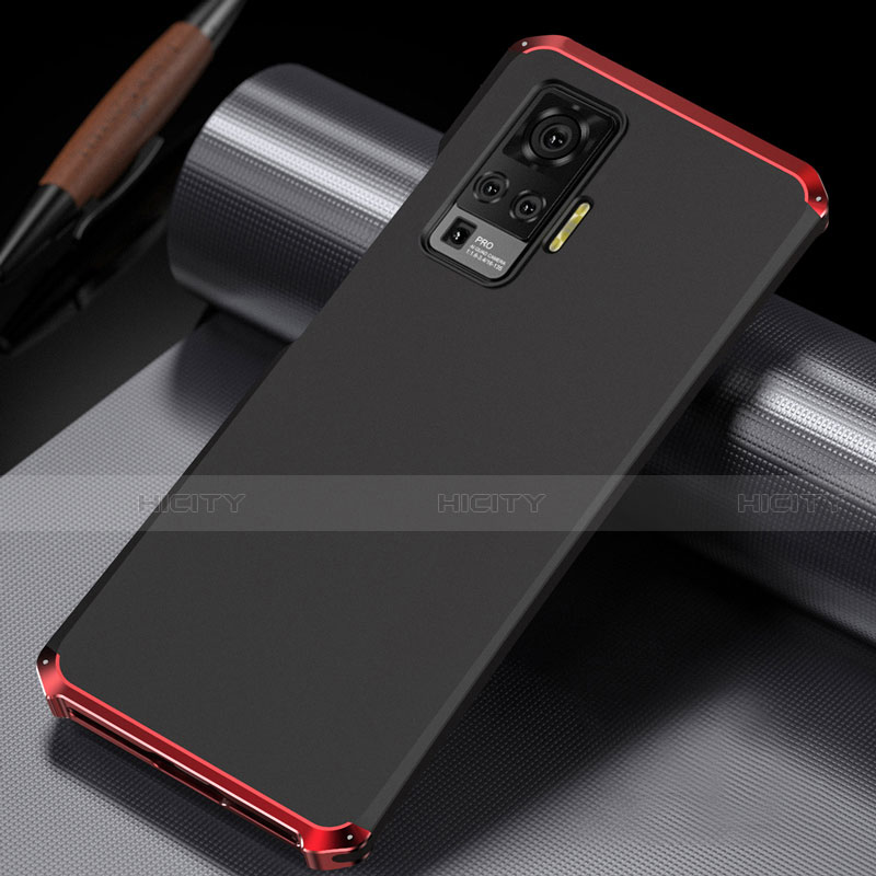 Funda Lujo Marco de Aluminio Carcasa M02 para Vivo X51 5G Rojo y Negro