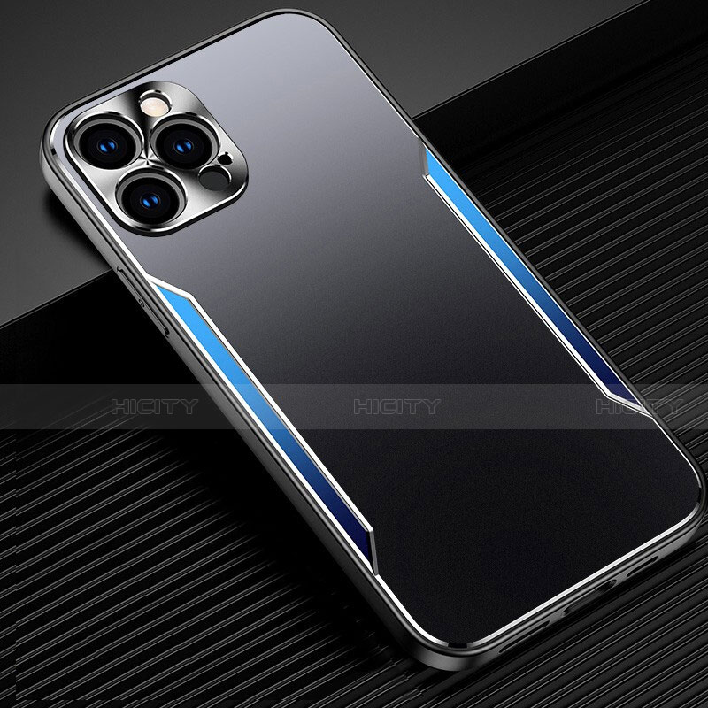 Funda Lujo Marco de Aluminio Carcasa M05 para Apple iPhone 13 Pro Max Azul