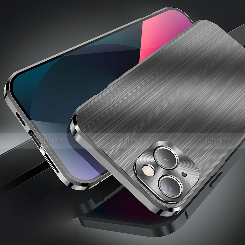 Funda Lujo Marco de Aluminio Carcasa M06 para Apple iPhone 13 Mini Negro