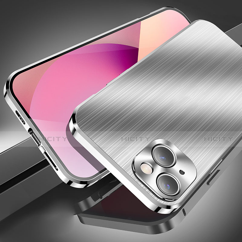 Funda Lujo Marco de Aluminio Carcasa M06 para Apple iPhone 13 Mini Plata