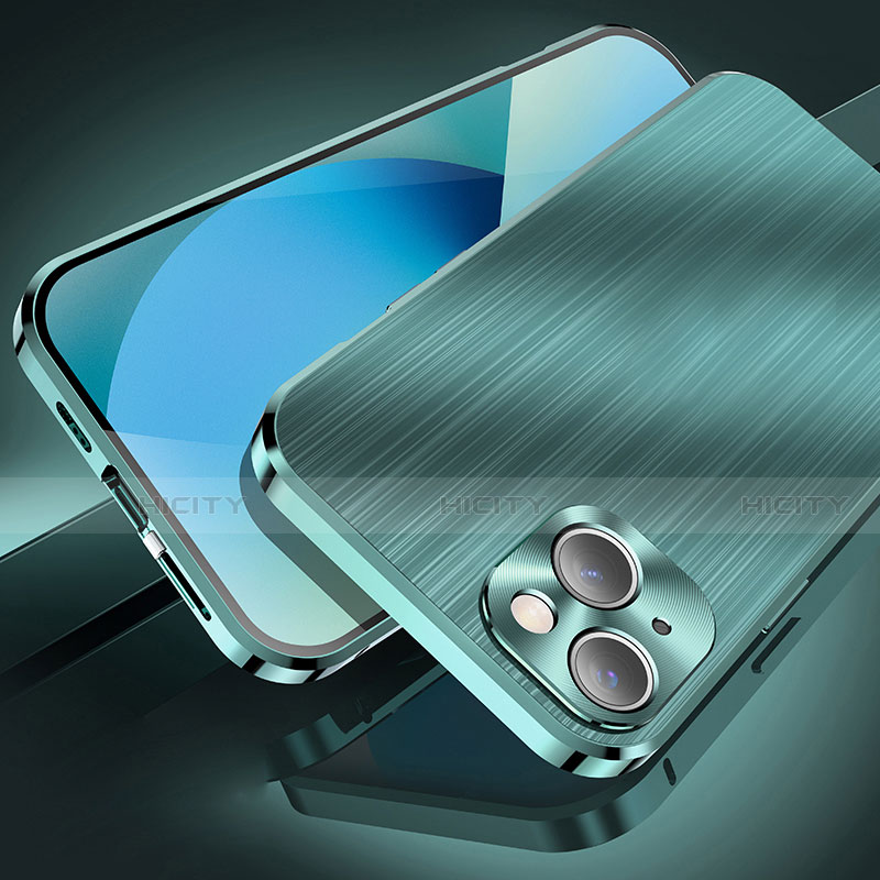Funda Lujo Marco de Aluminio Carcasa M06 para Apple iPhone 13 Mini Verde