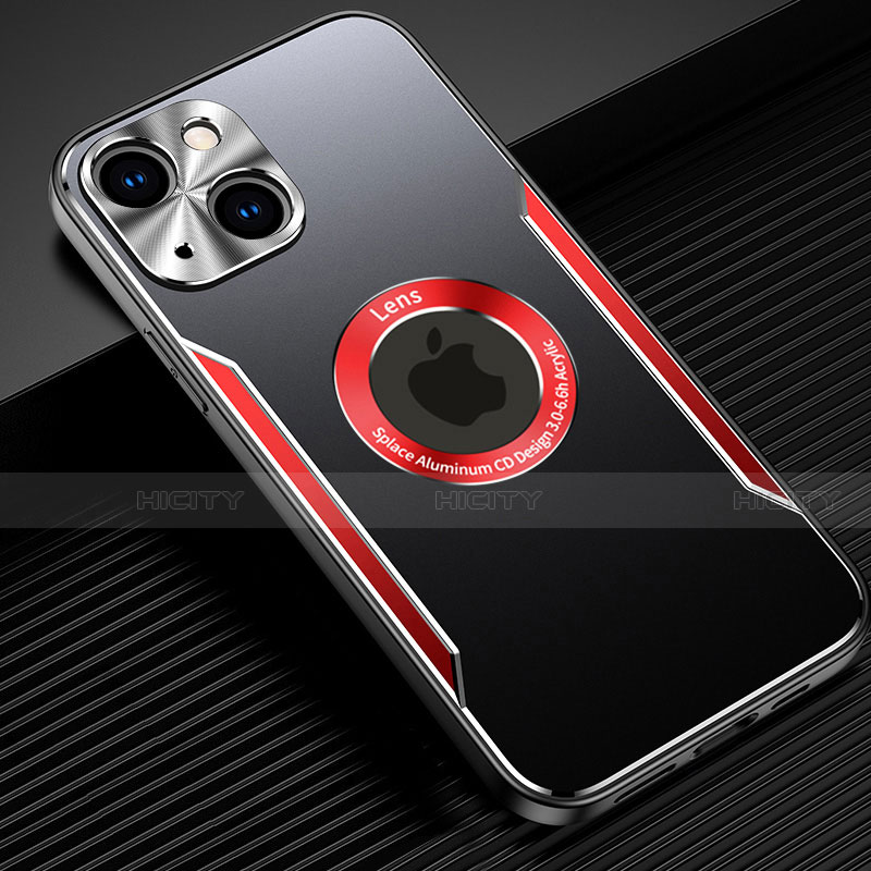 Funda Lujo Marco de Aluminio Carcasa M07 para Apple iPhone 13 Mini Rojo