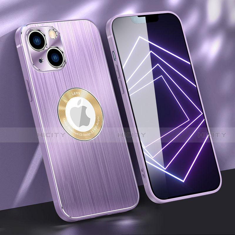 Funda Lujo Marco de Aluminio Carcasa M08 para Apple iPhone 13 Mini Morado