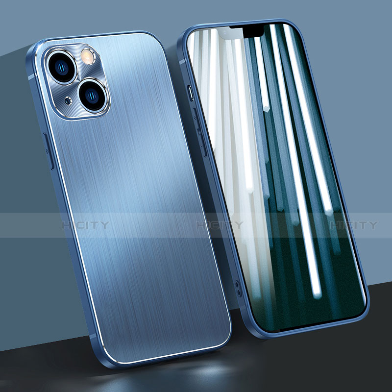 Funda Lujo Marco de Aluminio Carcasa M09 para Apple iPhone 14 Azul