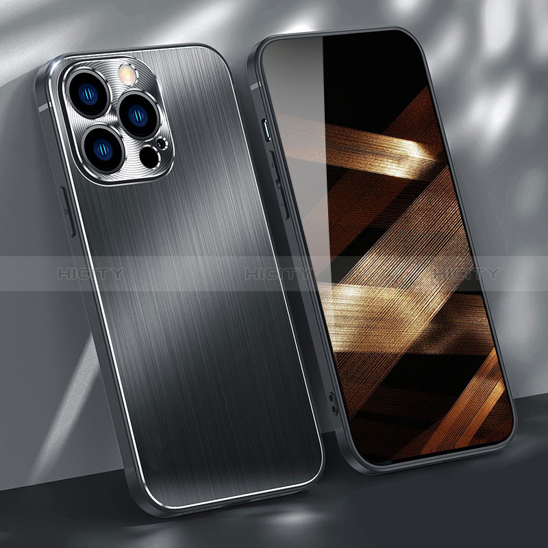 Funda Lujo Marco de Aluminio Carcasa M09 para Apple iPhone 14 Pro Max Negro