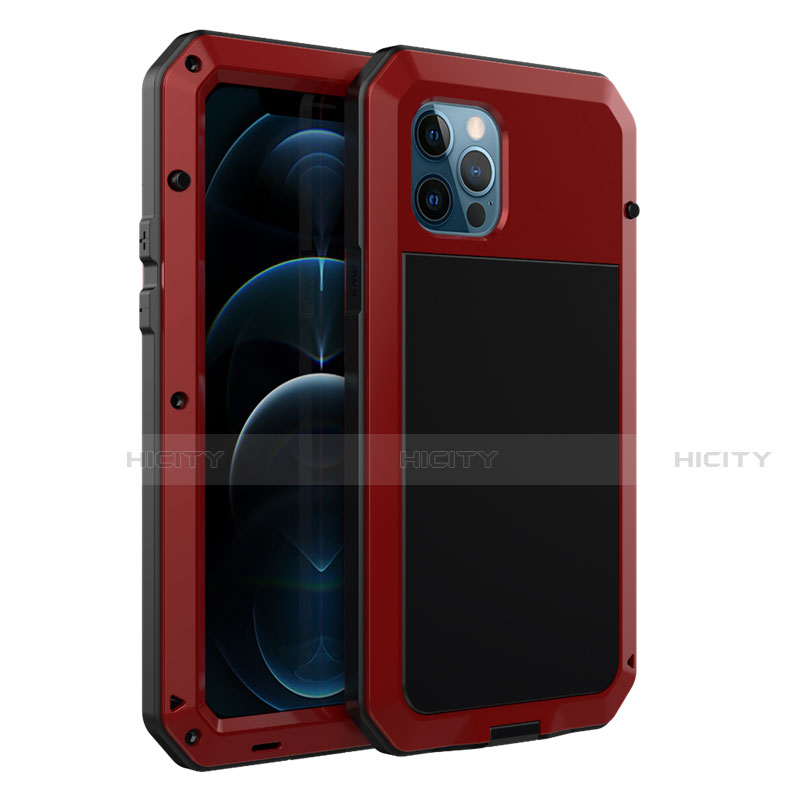 Funda Lujo Marco de Aluminio Carcasa N01 para Apple iPhone 12 Pro Rojo