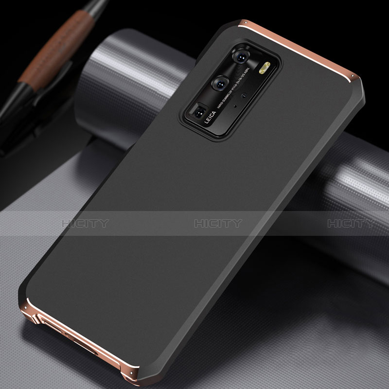 Funda Lujo Marco de Aluminio Carcasa N02 para Huawei P40 Pro Oro y Negro