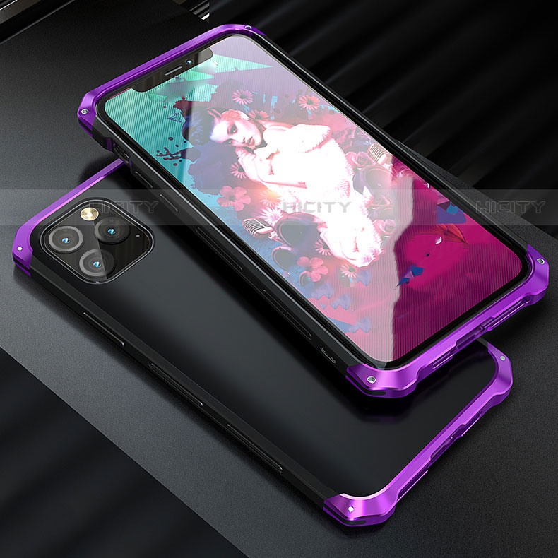 Funda Lujo Marco de Aluminio Carcasa para Apple iPhone 11 Pro Max Morado