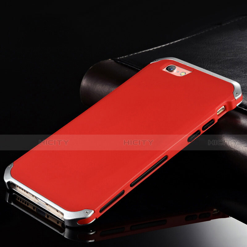 Funda Lujo Marco de Aluminio Carcasa para Apple iPhone 6 Rojo