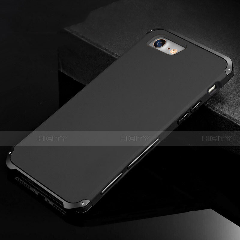 Funda Lujo Marco de Aluminio Carcasa para Apple iPhone 8 Negro