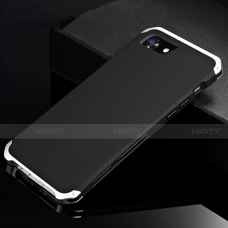 Funda Lujo Marco de Aluminio Carcasa para Apple iPhone SE (2020) Plata y Negro