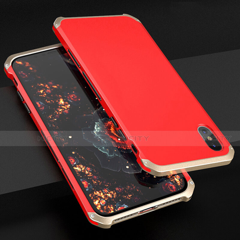 Funda Lujo Marco de Aluminio Carcasa para Apple iPhone X Oro Rosa